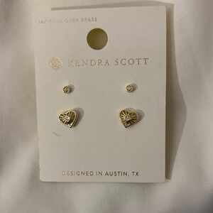 Kendra Scott Gold and Silver Heart Earrings